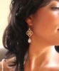 moonstone statement earrings on model