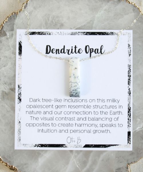 dendrite opal bar necklace